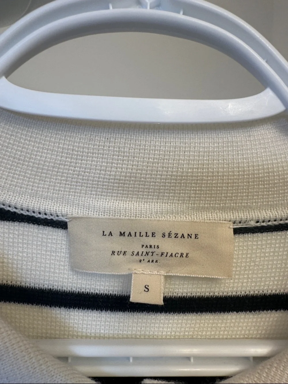 La Maille Sézane écru and black Striped Button-Up Knit Sweater Betty Cardigan - Picture 3 of 7